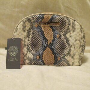 NWT Vince Camuto Snake Skin Round Makeup / Cosmetic Bag